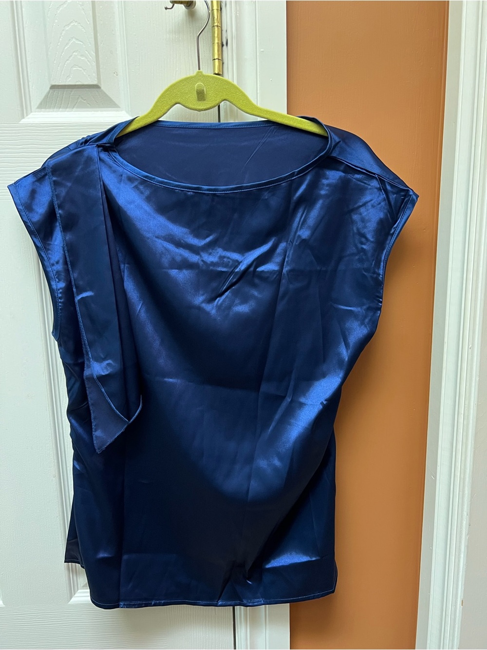 Set of 3 Women's Satin Medium Cap-Sleeve Tops white, black, navy blue